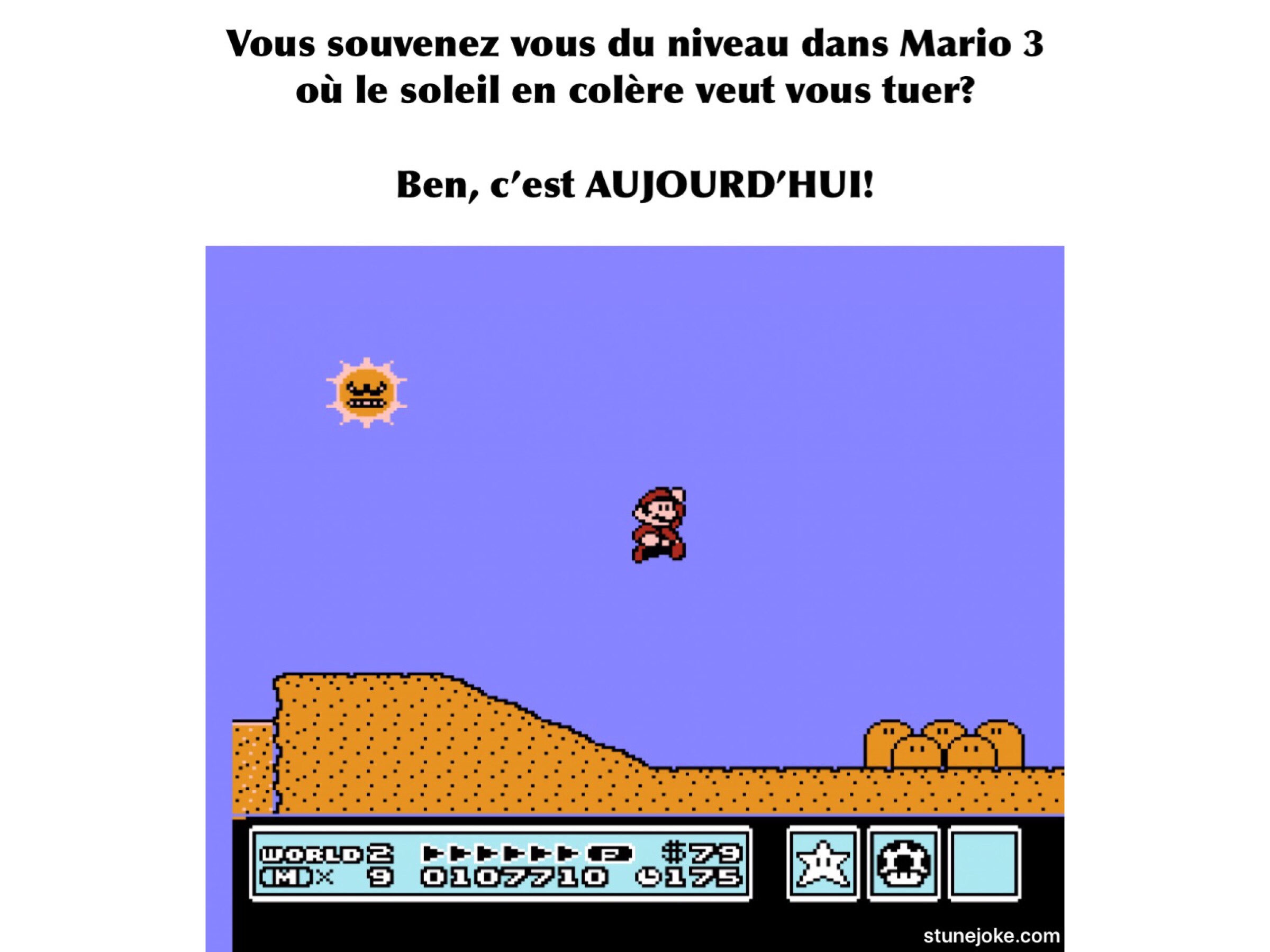 Mario Bros 3 et le méchant soleil meurtrier